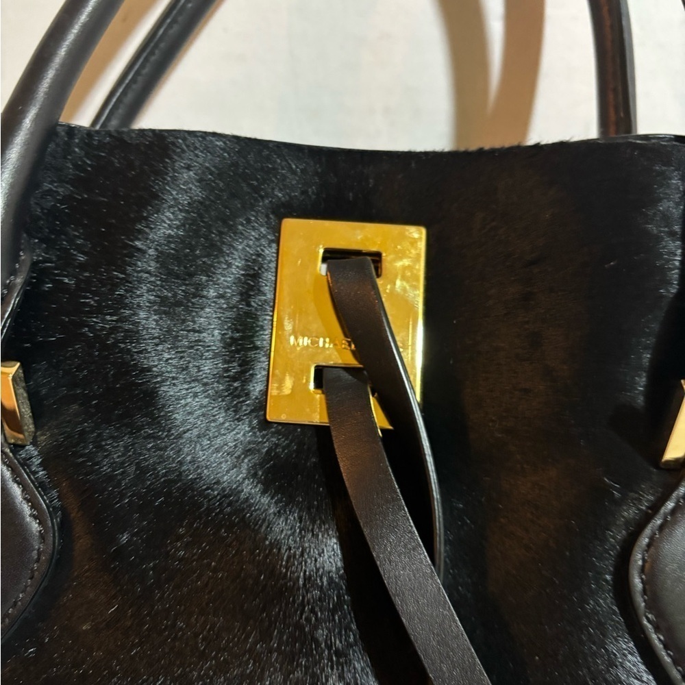 Michael kors calfskin hair/ leather Elegant Black Leather Tote Bag - Picture 8 of 12